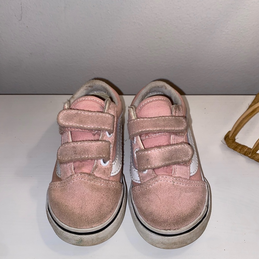 Vans Pink and White Velcro Sneakers